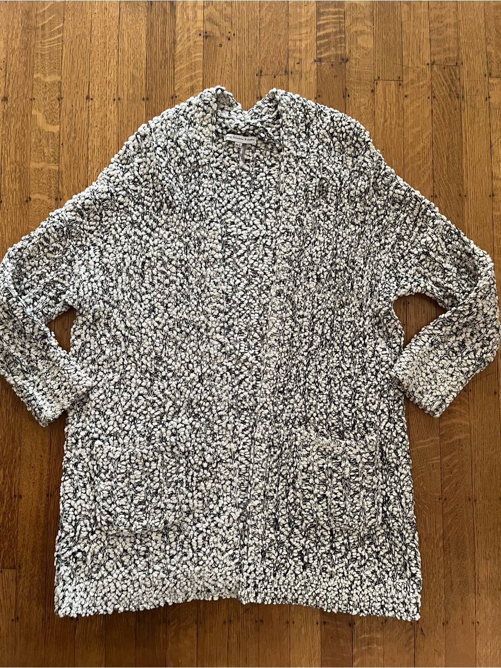 Young Fabulous & Broke Marled Black and White Bouclé Cardigan